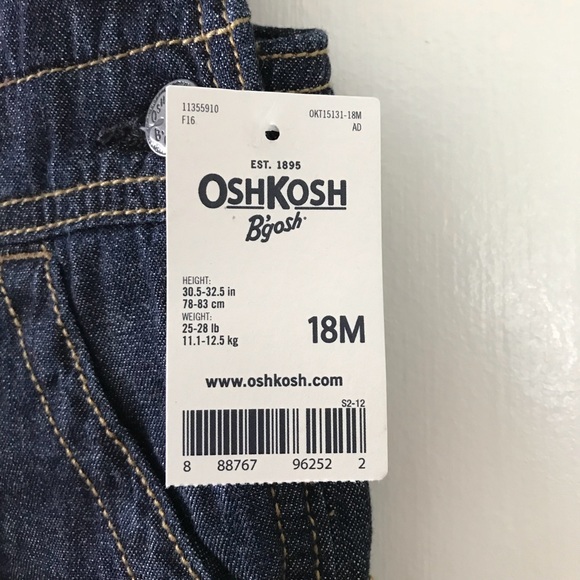 NWT - OshKosh B’gosh Toddler Fleece Lined Overalls - Picture 5 of 5